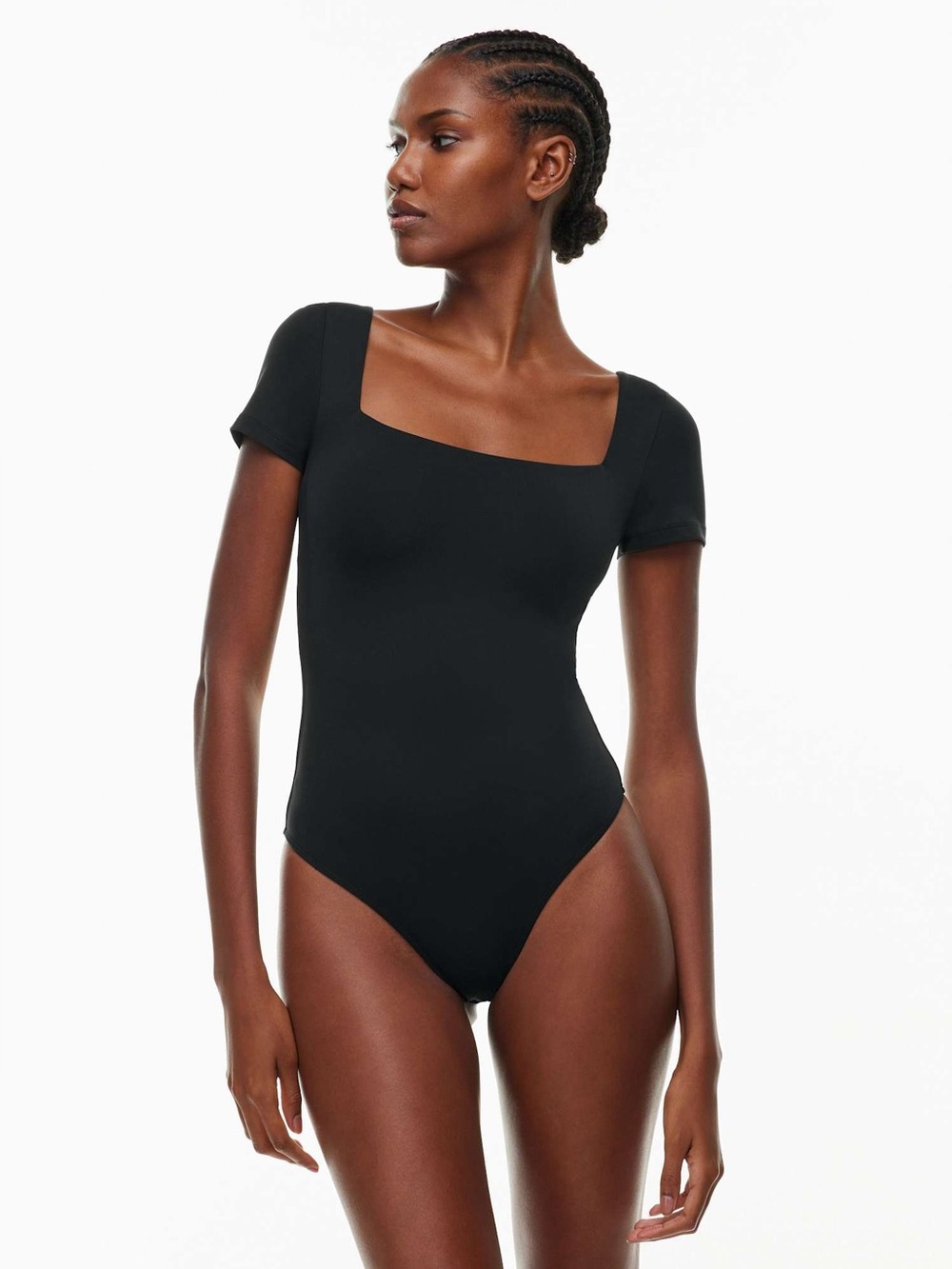 Aritzia Babaton Contour Squareneck Shortsleeve Bodysuit Size M Black